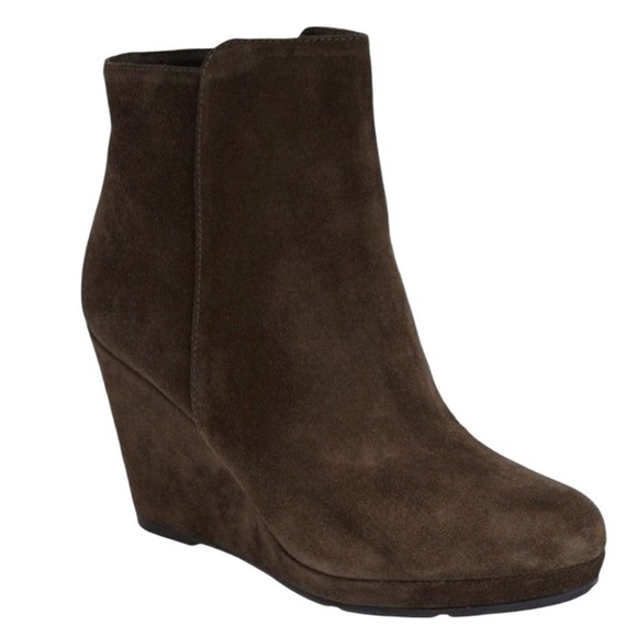 Talbots Brown Suede Wedge Ankle Booties - Picture 1 of 4